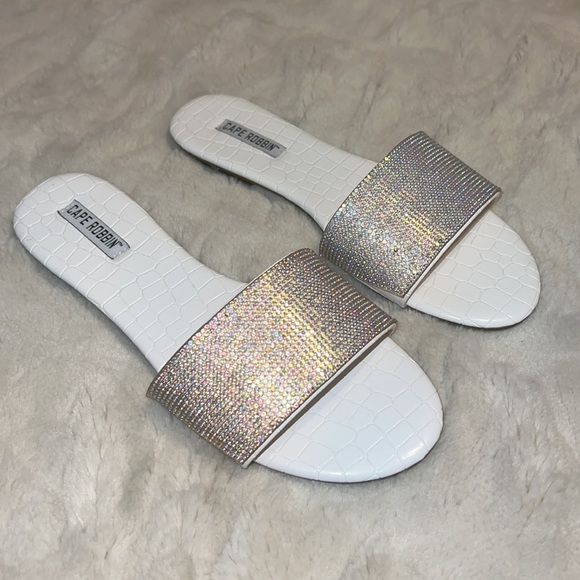 White Rhinestone Slides - Picture 2 of 3